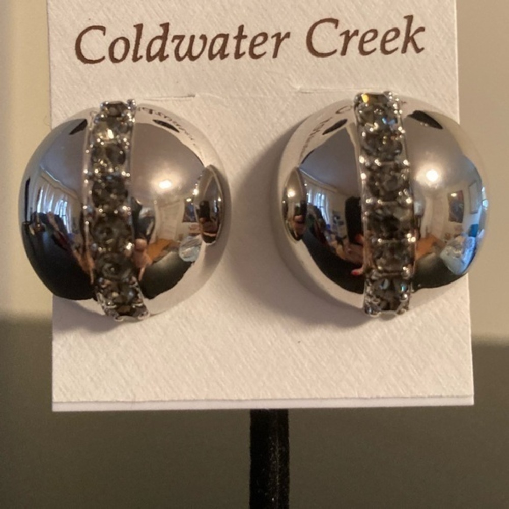 Coldwater Creek silver tone earrings with rhinestones
